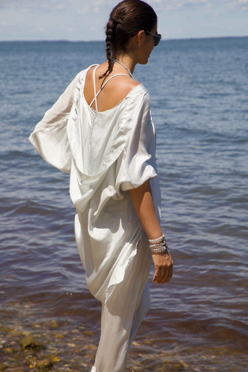 Silk Habotai Hooded Shirt Vacances